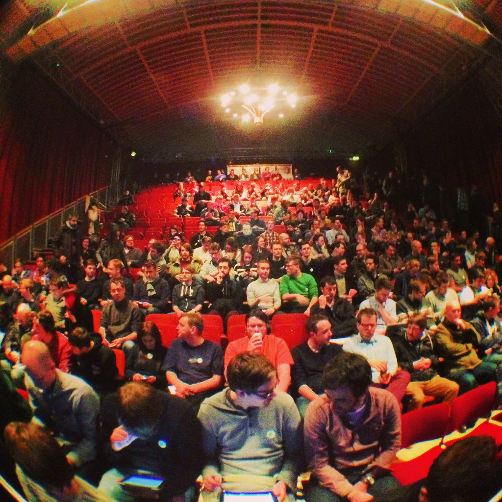 A view back up the ranked seating of the Corn Exchange theatre.