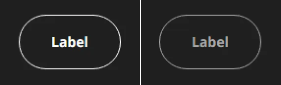 The left side of the image is a screenshot of a normal button in high contrast mode. The right side shows the same button that now corrrectly shows its disabled state with grey borders and text.
